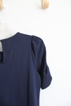 NEW Ann Taylor Navy Knit Flare Dress | M Petite