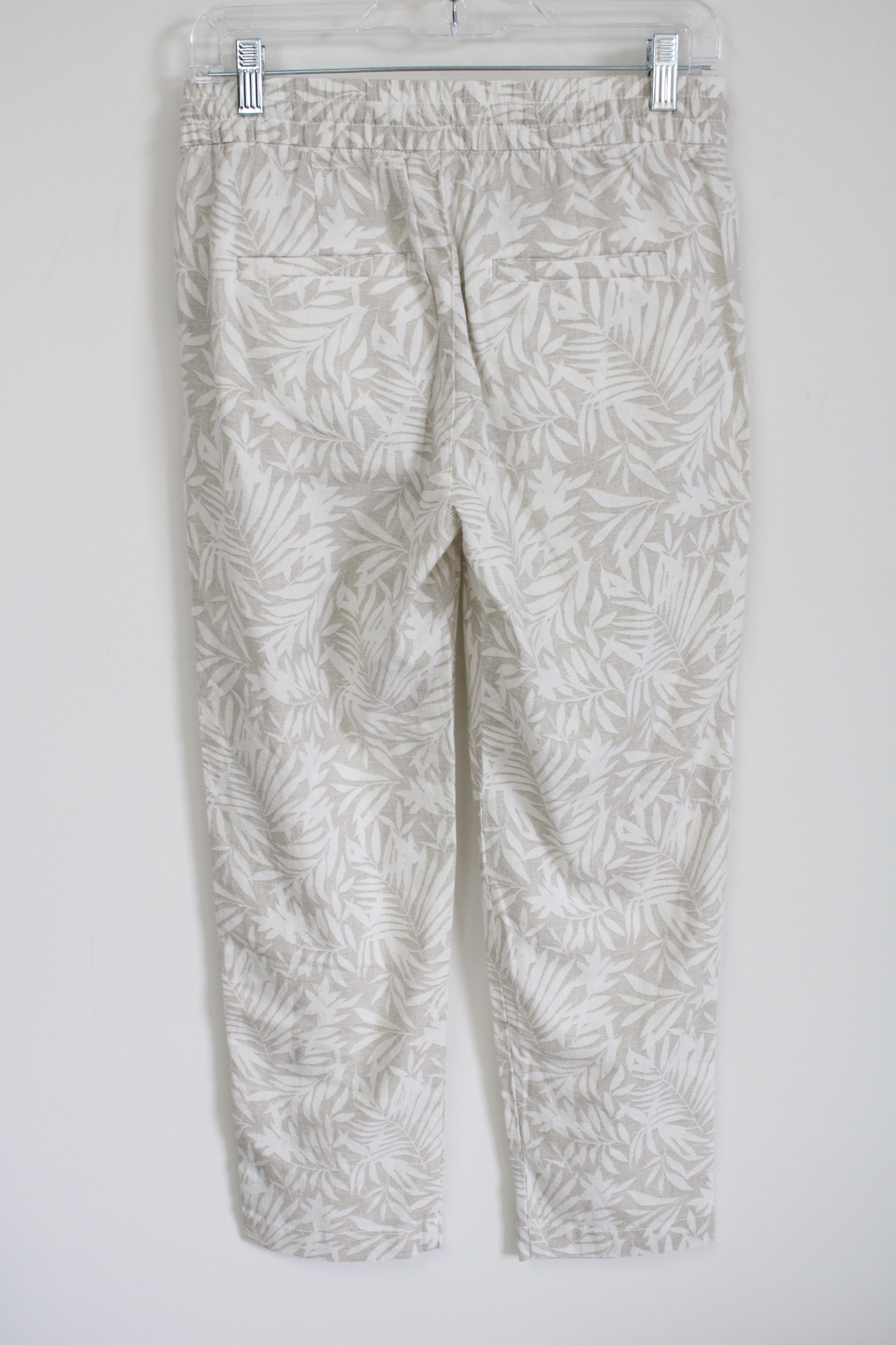 Gap Linen Blend Tan White Tropical Print Easy Pant | XS