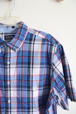 Chaps Easy Care Blue Red Green & White Plaid Button Down Shirt | XL