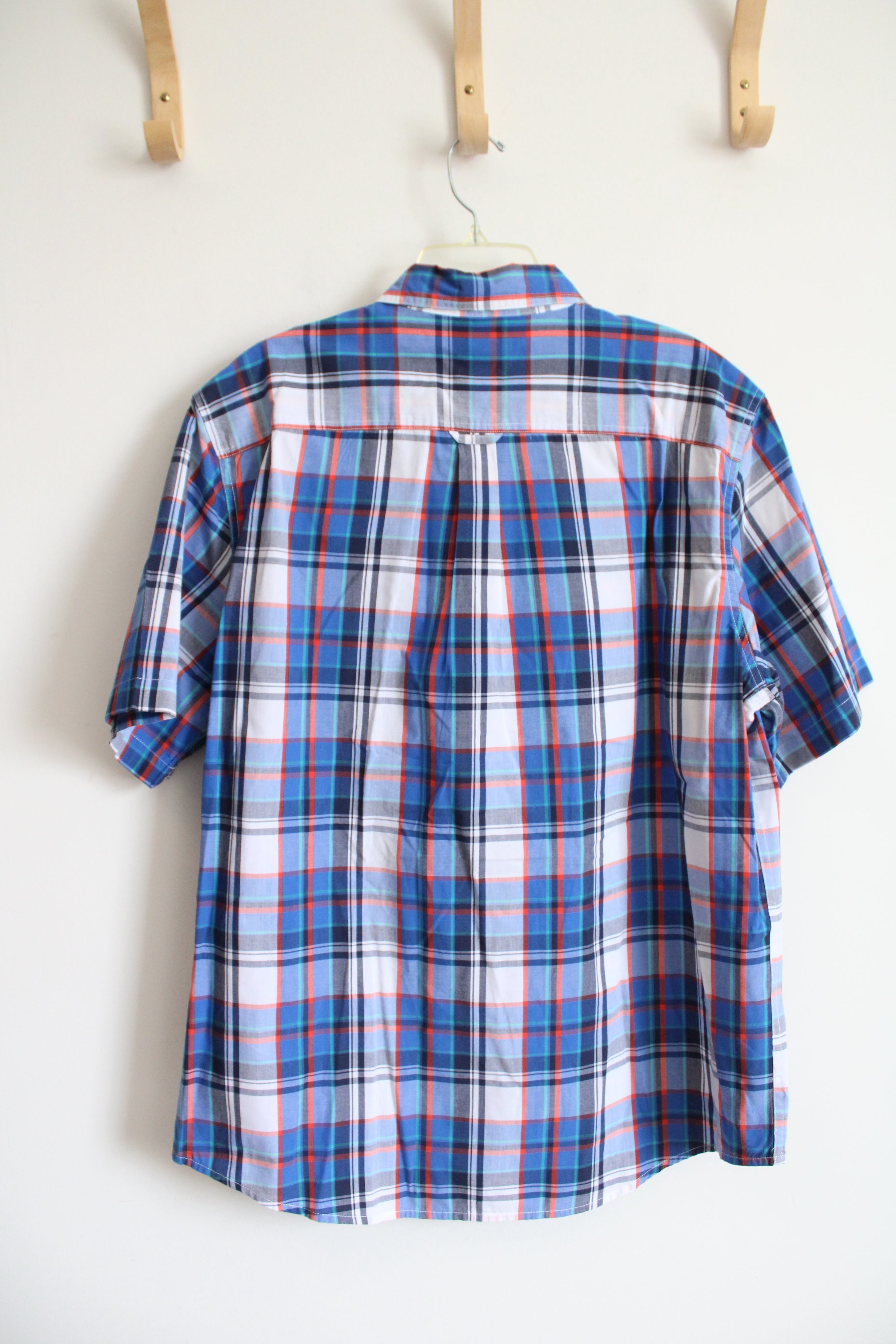 Chaps Easy Care Blue Red Green & White Plaid Button Down Shirt | XL