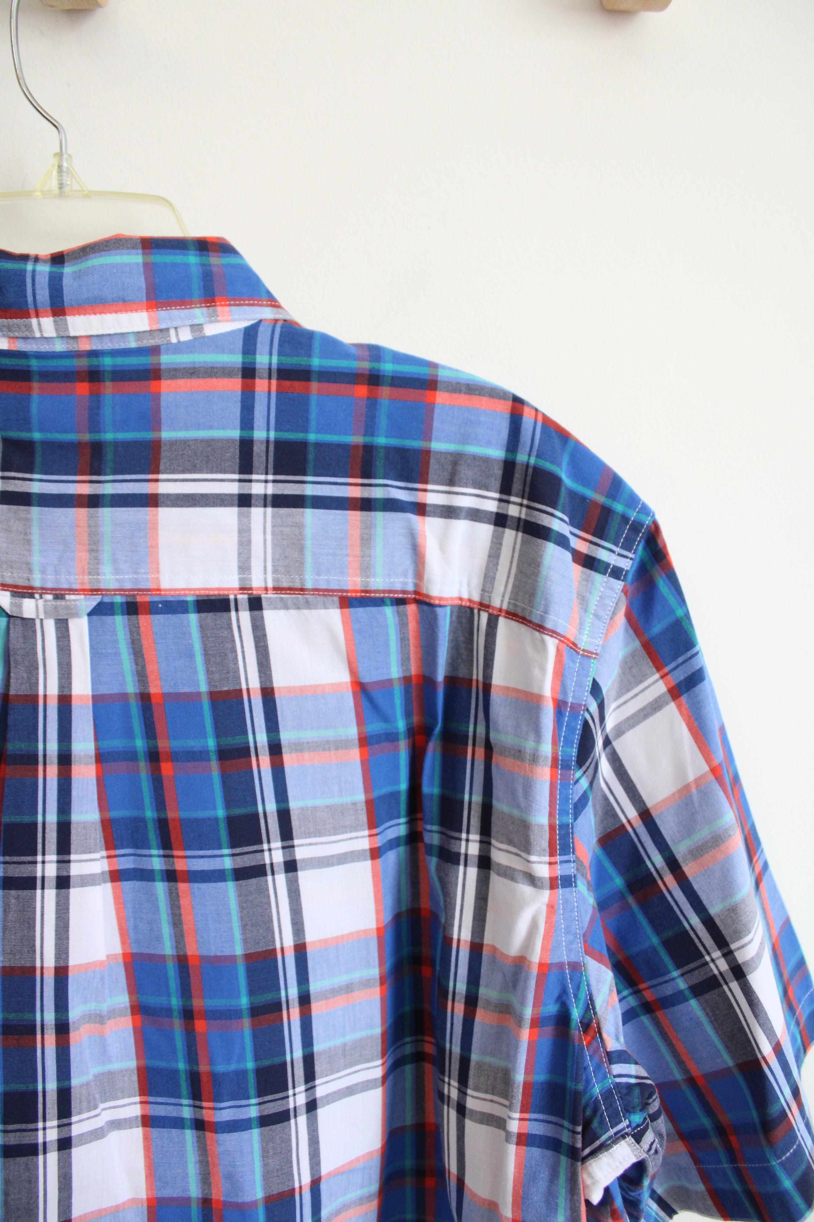 Chaps Easy Care Blue Red Green & White Plaid Button Down Shirt | XL