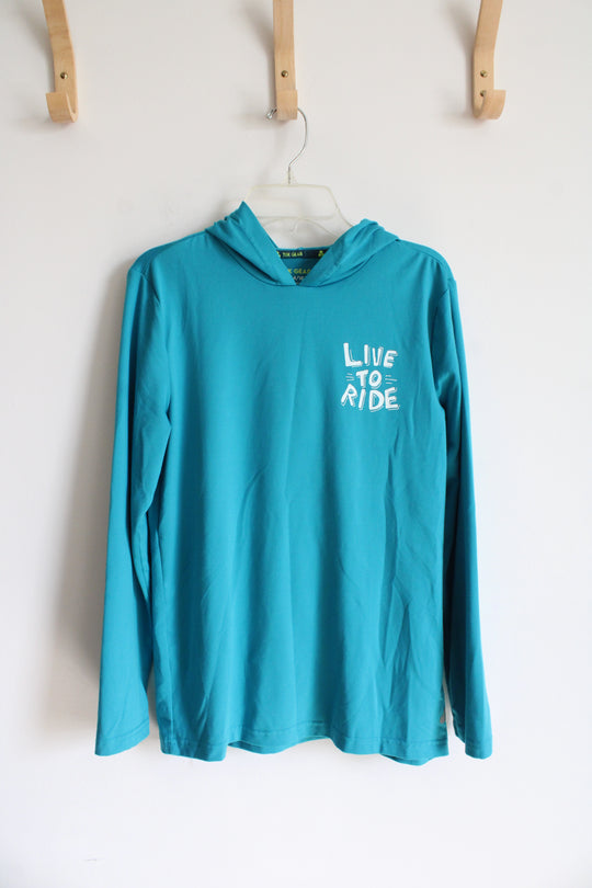 Tek Gear Blue Live To Ride Lightweight Hoodie | Youth L (14/16)