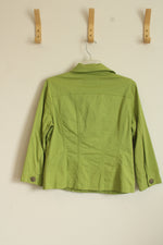 AMI Green Button Front Collared Light Jacket with Decorative Buttons | S