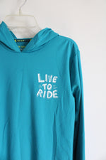 Tek Gear Blue Live To Ride Lightweight Hoodie | Youth L (14/16)