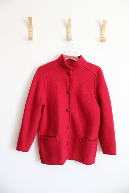 Geiger Boiled Wool Red Pea Coat | 36