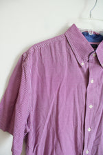 Chaps Easy Care Purple & White Gingham Button Down Shirt | L