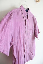 Chaps Easy Care Purple & White Gingham Button Down Shirt | L