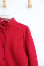Geiger Boiled Wool Red Pea Coat | 36