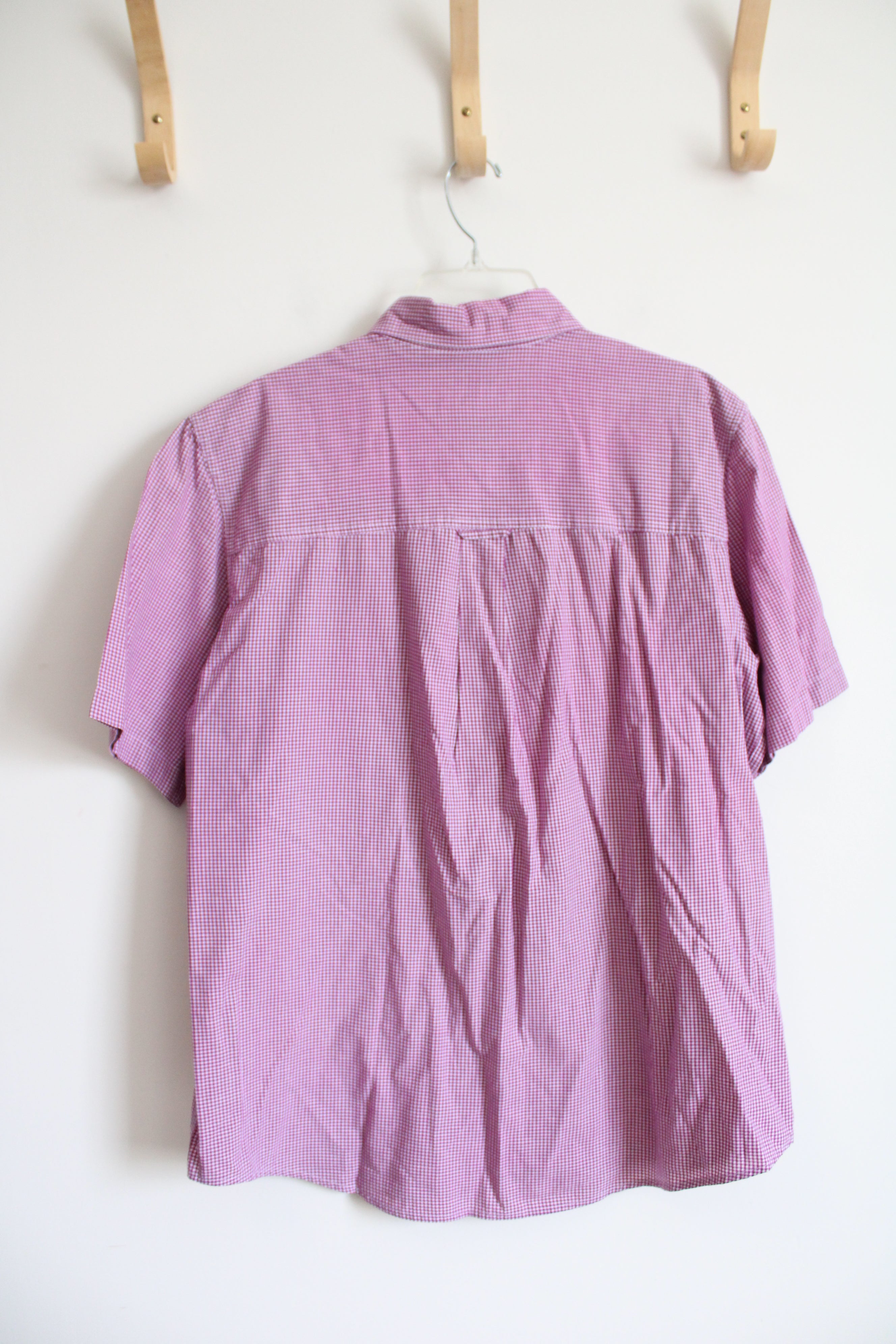 Chaps Easy Care Purple & White Gingham Button Down Shirt | L