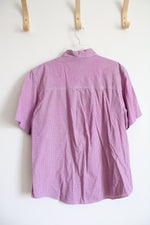 Chaps Easy Care Purple & White Gingham Button Down Shirt | L