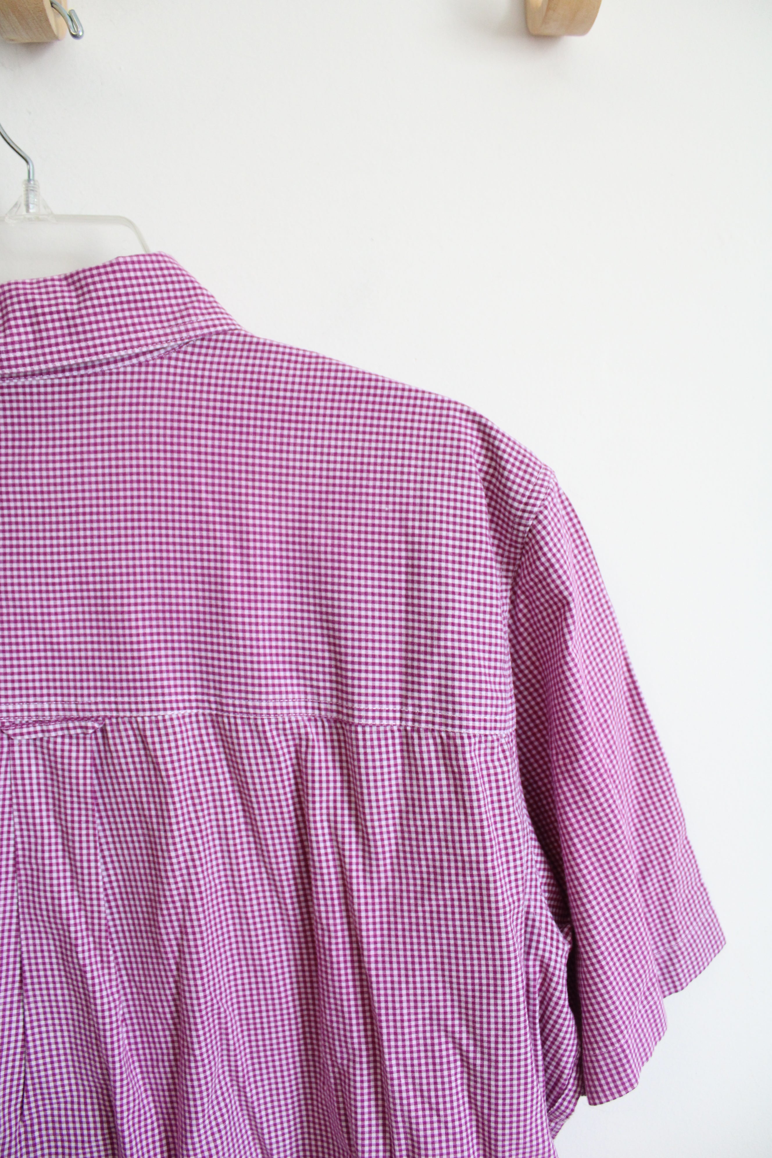 Chaps Easy Care Purple & White Gingham Button Down Shirt | L