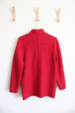 Geiger Boiled Wool Red Pea Coat | 36