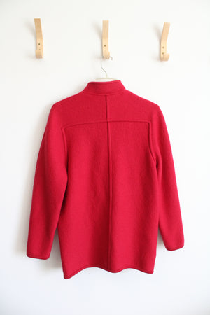 Geiger Boiled Wool Red Pea Coat | 36