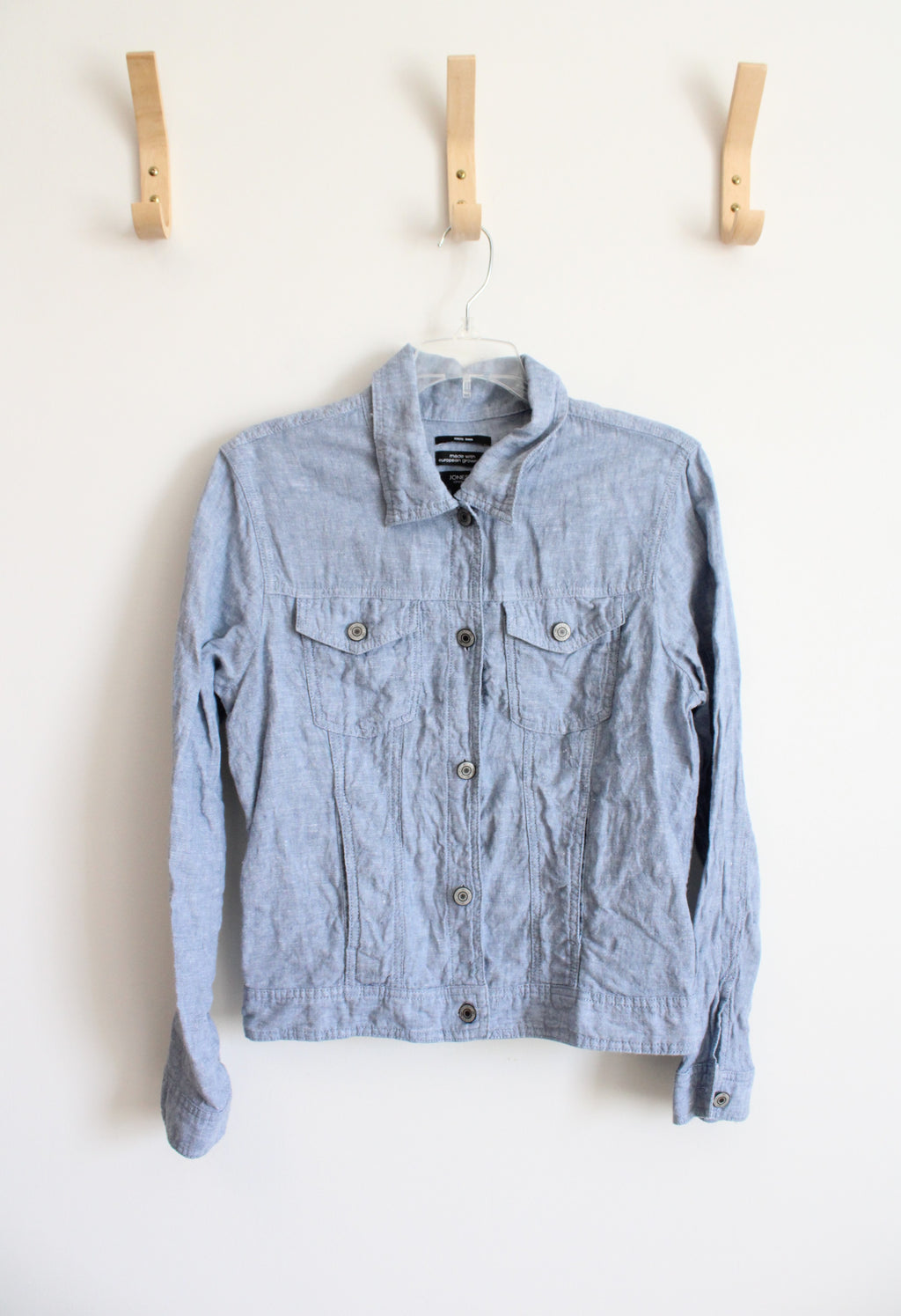 Jones & Co. Blue Linen Button Down Top | L
