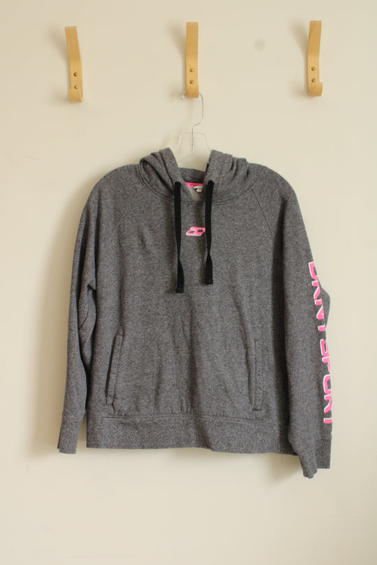 DKNY Sport Gray Hoodie with Pink Text | M