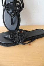 Tory Burch Knotted Millar Pave Black Sandals | Size 41