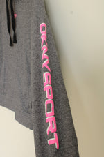DKNY Sport Gray Hoodie with Pink Text | M