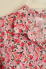 No Boundaries Pink Floral Fit and Flare Ruffle Top with Back Tie | L
