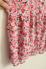 No Boundaries Pink Floral Fit and Flare Ruffle Top with Back Tie | L