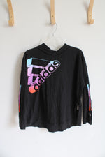 Adidas Loose Fit Black Colorful Ombre Logo Lightweight Hoodie | Youth L (14)