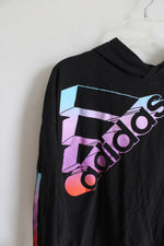 Adidas Loose Fit Black Colorful Ombre Logo Lightweight Hoodie | Youth L (14)