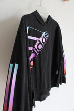 Adidas Loose Fit Black Colorful Ombre Logo Lightweight Hoodie | Youth L (14)