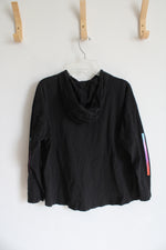 Adidas Loose Fit Black Colorful Ombre Logo Lightweight Hoodie | Youth L (14)