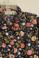 New Identity Blue Background with Flowers Button Down Jacket | M