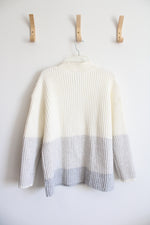 NEW Talbots Cream & Gray Quarter Zip Sweater | XL
