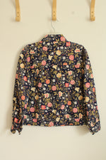 New Identity Blue Background with Flowers Button Down Jacket | M