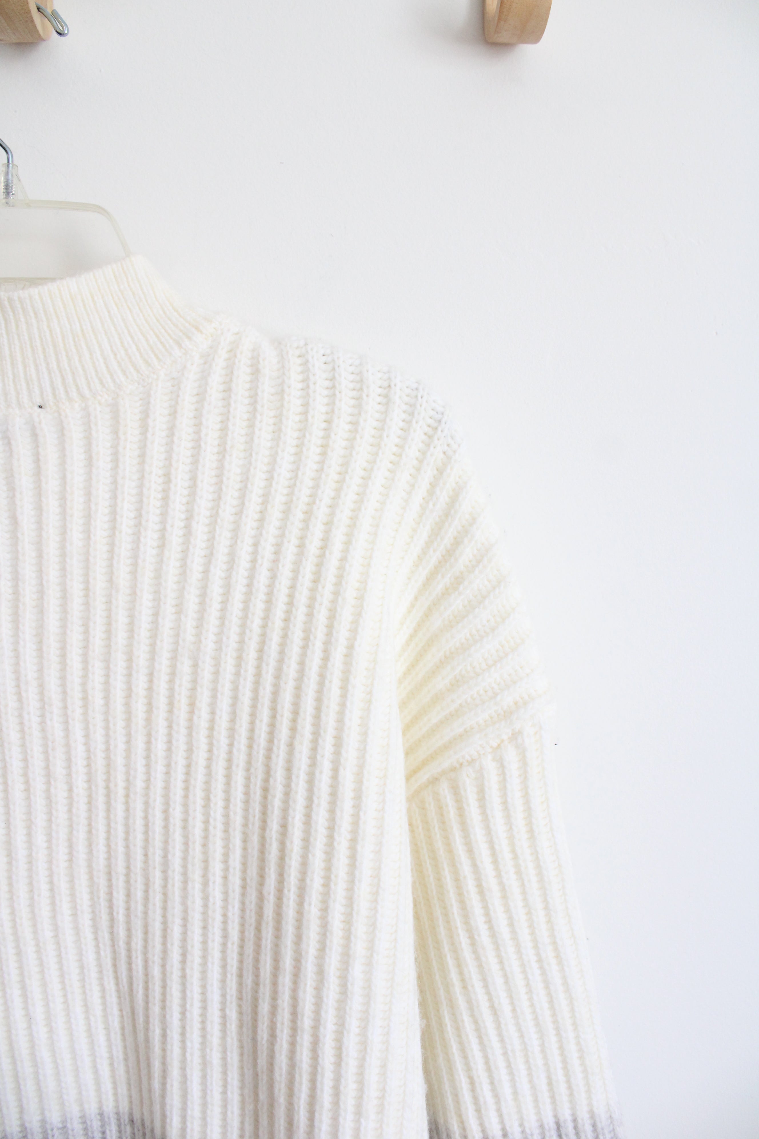 NEW Talbots Cream & Gray Quarter Zip Sweater | XL