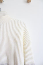 NEW Talbots Cream & Gray Quarter Zip Sweater | XL