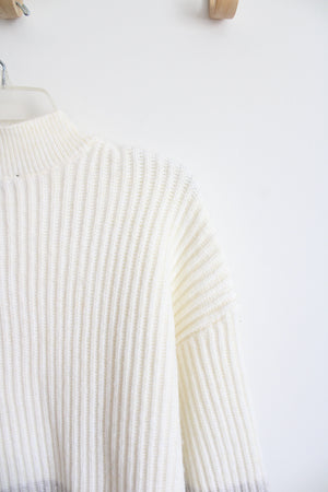 NEW Talbots Cream & Gray Quarter Zip Sweater | XL