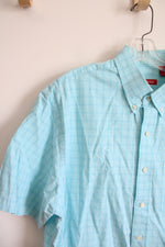 Izod Light Blue & White Plaid Button Down Shirt | L