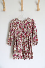 Sweet Butterfly Tan & Pink Floral Long Sleeved Dress | Youth M (5/6)