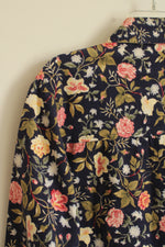 New Identity Blue Background with Flowers Button Down Jacket | M