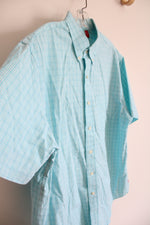 Izod Light Blue & White Plaid Button Down Shirt | L