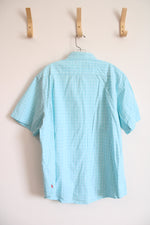 Izod Light Blue & White Plaid Button Down Shirt | L