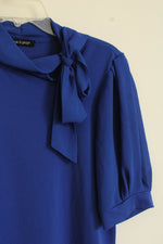 Cable & Gauge Cobalt Blue Puff Sleeve and Neck Tie Blouse | M