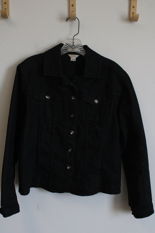 Christopher & Banks Black Button-Down Denim Jacket | M