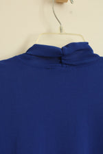 Cable & Gauge Cobalt Blue Puff Sleeve and Neck Tie Blouse | M