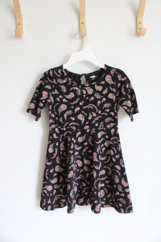 Old Navy Black & Pink Floral Paisley Print Dress | Youth S (6/7)