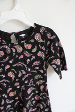Old Navy Black & Pink Floral Paisley Print Dress | Youth S (6/7)