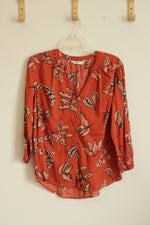 Sonoma Burnt Orange 3Q Sleeve Printed Top | S