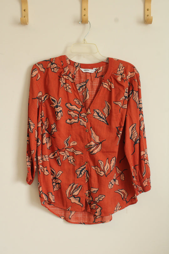 Sonoma Burnt Orange 3Q Sleeve Printed Top | S