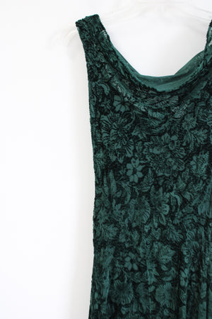 Robbie Bee Vintage Green Velvet Cowl Neck Shimmer Formal Dress | 6