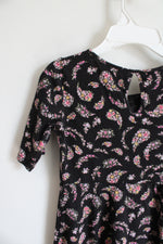 Old Navy Black & Pink Floral Paisley Print Dress | Youth S (6/7)
