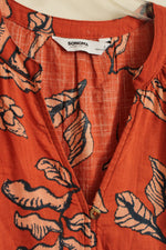 Sonoma Burnt Orange 3Q Sleeve Printed Top | S
