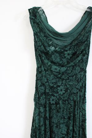 Robbie Bee Vintage Green Velvet Cowl Neck Shimmer Formal Dress | 6