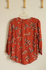 Sonoma Burnt Orange 3Q Sleeve Printed Top | S